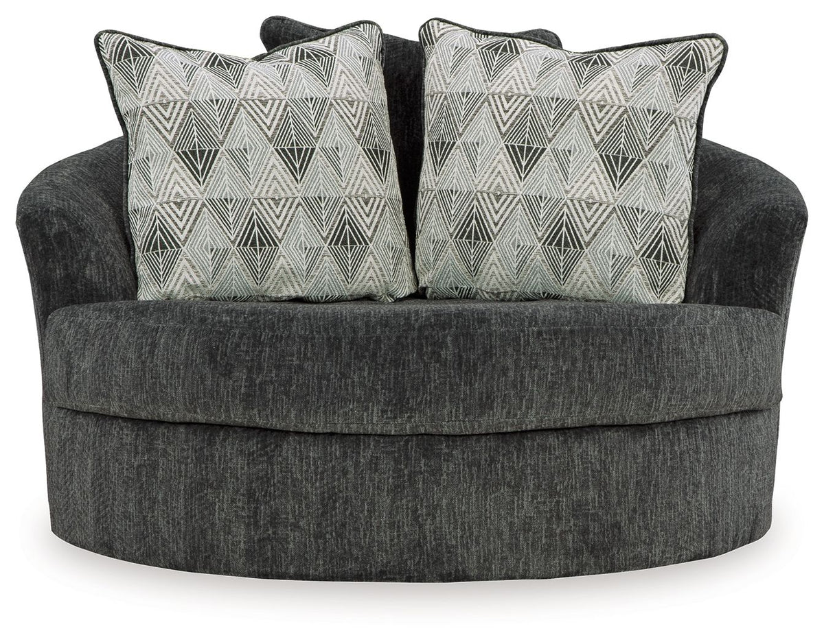 Biddeford - Oversized Swivel Accent Chair - Shadow - R&R Furniture Gallery (Fountain Valley, CA)