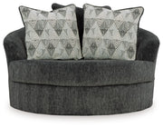 Biddeford - Oversized Swivel Accent Chair - Shadow - R&R Furniture Gallery (Fountain Valley, CA)
