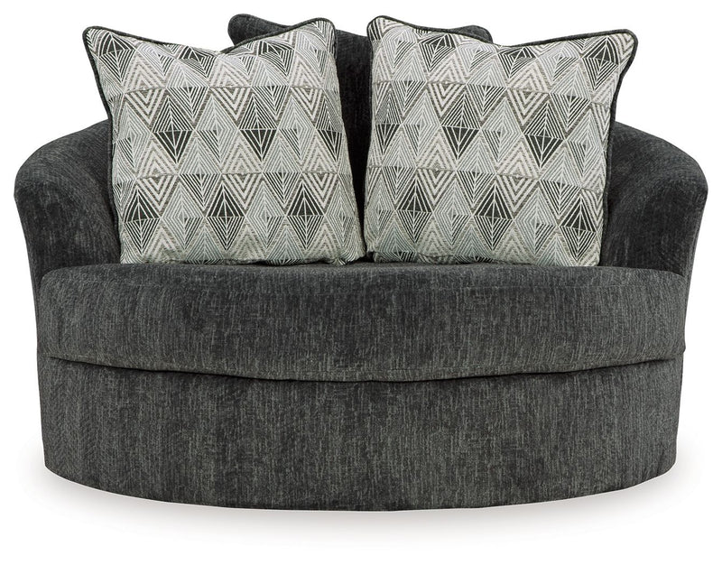Biddeford - Oversized Swivel Accent Chair - Shadow - R&R Furniture Gallery (Fountain Valley, CA)