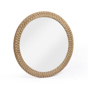 TOV Furniture Midge Rope Round Wall Mirror with woven rope frame, modern circular design, ideal for contemporary wall decor