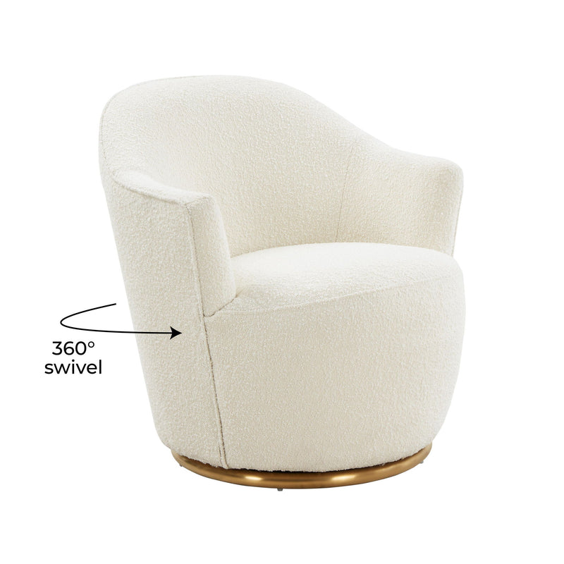 Skyla - Boucle Swivel Chair - Beige - R&R Furniture Gallery (Fountain Valley, CA)