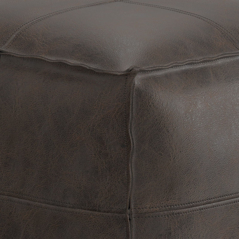Sheffield - Square Pouf - Distressed Dark Brown - R&R Furniture Gallery (Fountain Valley, CA)
