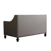 House Beatrice - Loveseat With 3 Pillows - Tan Synthetic Leather , Black Synthetic Leather & Charcoal - R&R Furniture Gallery (Fountain Valley, CA)