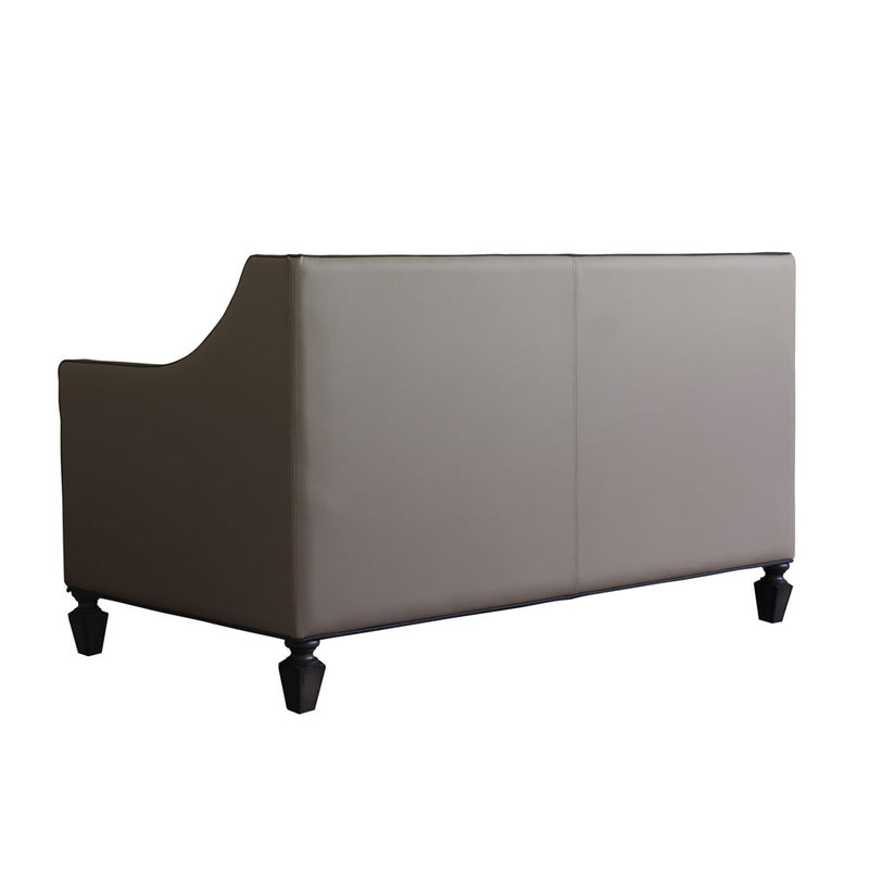 House Beatrice - Loveseat With 3 Pillows - Tan Synthetic Leather , Black Synthetic Leather & Charcoal - R&R Furniture Gallery (Fountain Valley, CA)