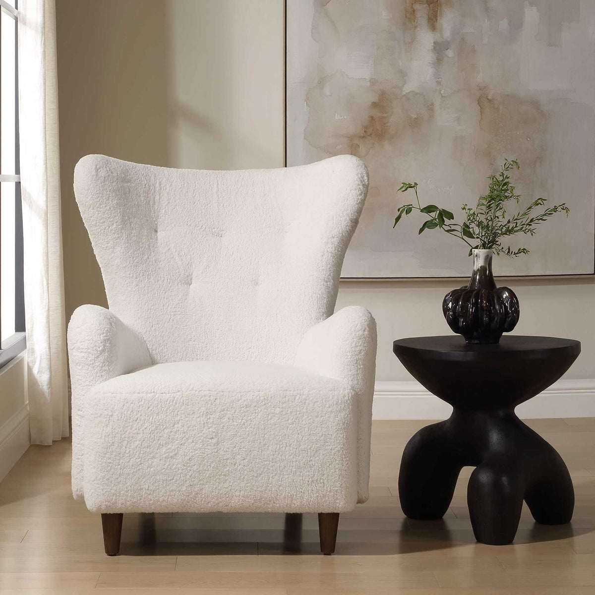 Ingel - Wingback Armchair - White