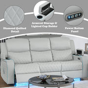 Elonzo - Power Motion Sofa With LED, Power Headrest & Speaker - Light Gray - R&R Furniture Gallery (Fountain Valley, CA)