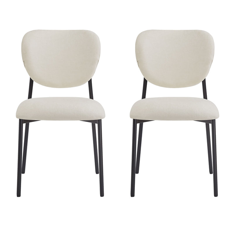 Modern Upholstered Dining Chairs With Metal Legs (Set of 2) - Beige - R&R Furniture Gallery (Fountain Valley, CA)