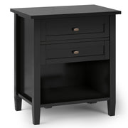 Handcrafted Warm Shaker bedside table by Simpli-Home, an accent nightstand with a warm wood finish and simple design.