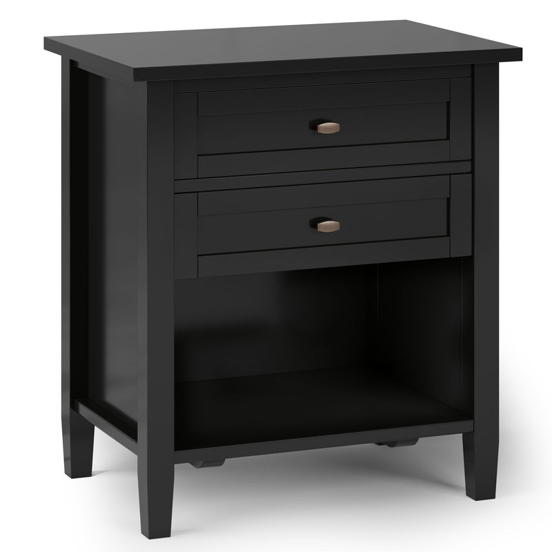 Handcrafted Warm Shaker bedside table by Simpli-Home, an accent nightstand with a warm wood finish and simple design.
