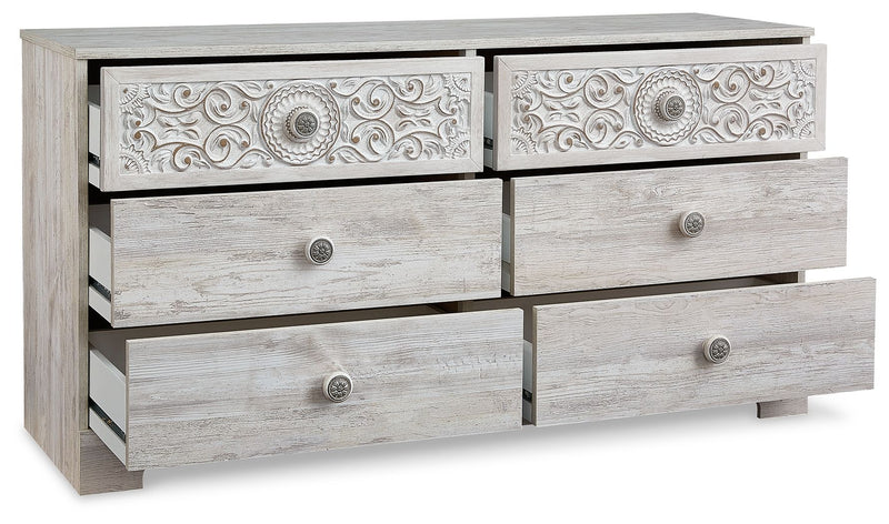 Paxberry - Six Drawer Dresser - Weatherworn - Whitewash - R&R Furniture Gallery (Fountain Valley, CA)
