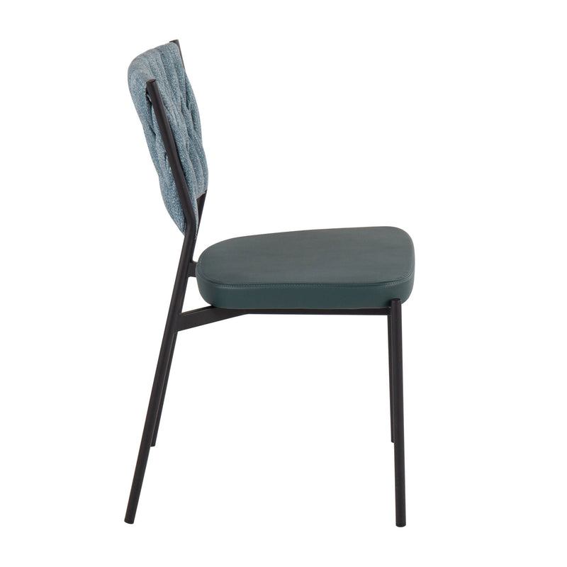 Set of two Lumi Source Tania braided contemporary chairs with woven seats and sleek modern design, perfect for stylish living spaces.
