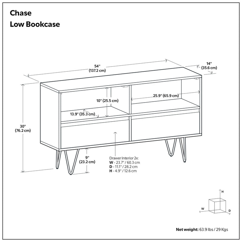 Chase - Low Bookcase - Rustic Natural Aged Brown - R&R Furniture Gallery (Fountain Valley, CA)