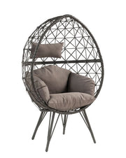 Aeven - Patio Lounge Chair - Light Gray Fabric & Black Wicker - R&R Furniture Gallery (Fountain Valley, CA)