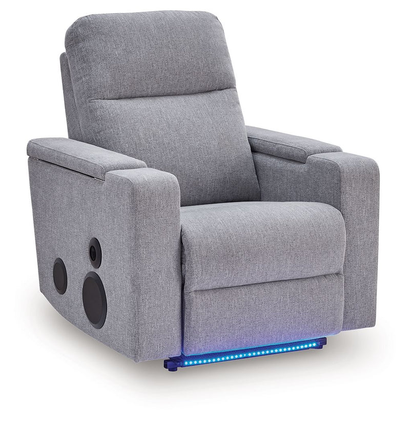 Pineland - Glider Power Recliner With Audio System - Pewter - R&R Furniture Gallery (Fountain Valley, CA)
