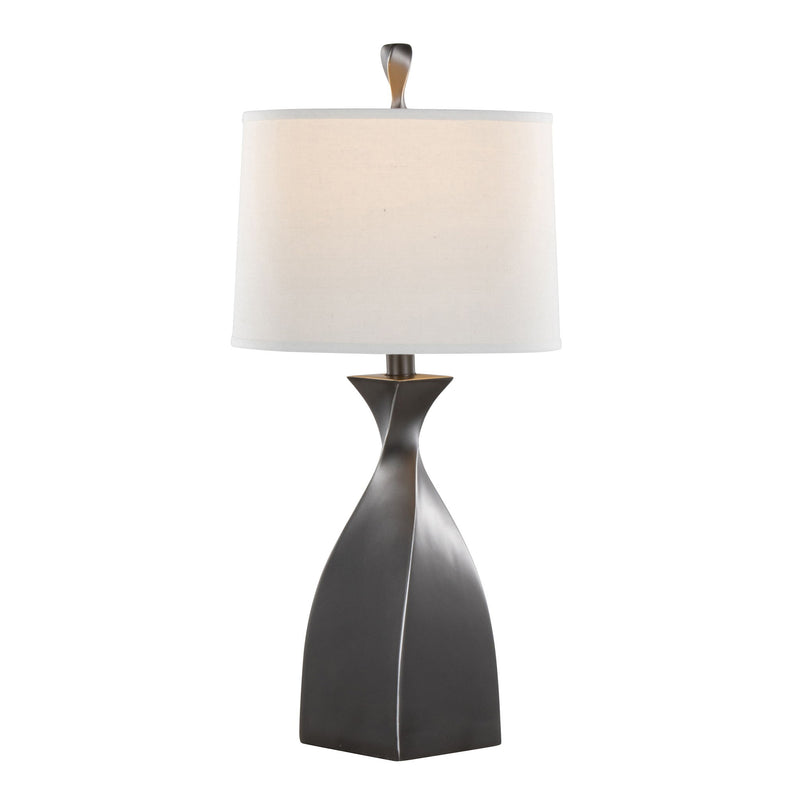 Set of two Lumi Source Curvo contemporary polyresin table lamps with sleek, curved design and modern aesthetic.