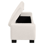 Textured Boucle Ottoman Bench With Hinged Lid For Seating And Storage - Beige - R&R Furniture Gallery (Fountain Valley, CA)