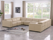 1208 - 8 Piece U Shaped Leather Sectional With 4 Power Recliners And Power Headrests - Beige - R&R Furniture Gallery (Fountain Valley, CA)
