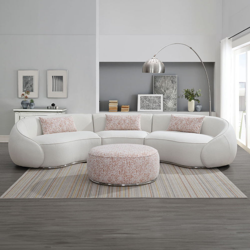 Sahara - Sectional Sofa With 3 Pillows - Beige Boucle - R&R Furniture Gallery (Fountain Valley, CA)