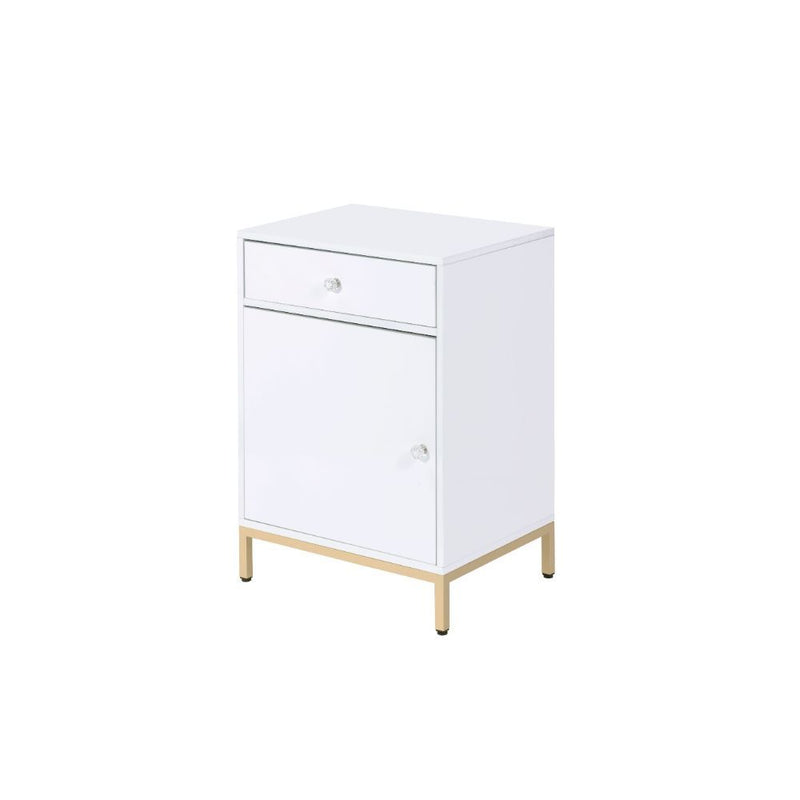 Ottey - Cabinet - White High Gloss & Gold - R&R Furniture Gallery (Fountain Valley, CA)