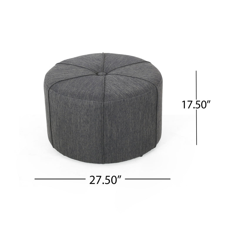 Contemporary Ottoman With Tonal Piping And Button Tuft Design - R&R Furniture Gallery (Fountain Valley, CA)