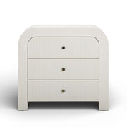 TOV Furniture Hump bedside chest with wooden finish and modern design, featuring a single drawer and compact storage space.
