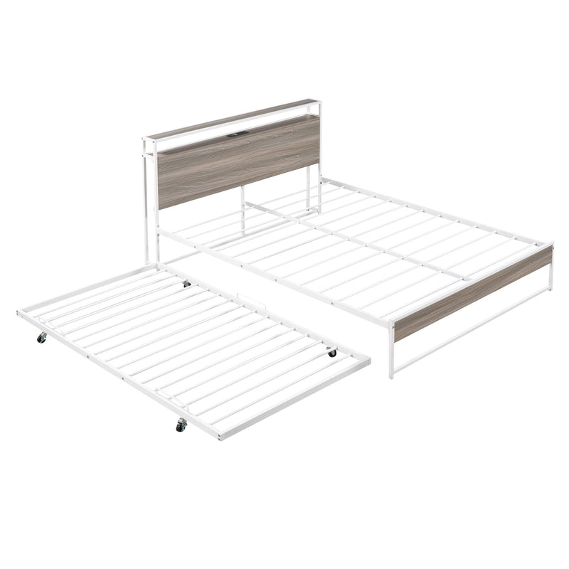 Platform Bed Frame With Trundle, USB Ports And Slat Support, No Box Spring Needed - R&R Furniture Gallery (Fountain Valley, CA)