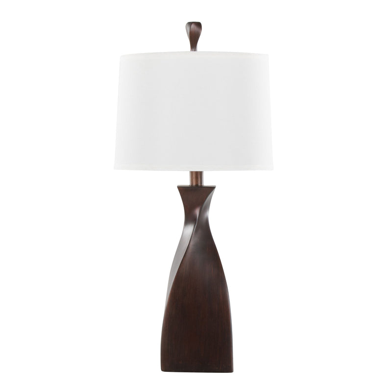 Set of two Lumi Source Curvo contemporary polyresin table lamps with sleek, curved design for modern home decor.