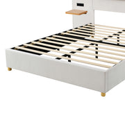 Upholstered Platform Bed, 2 Outlets And USB Charging Ports On Both Sides, 2 Bedside Pillows, Storage Shelves - R&R Furniture Gallery (Fountain Valley, CA)
