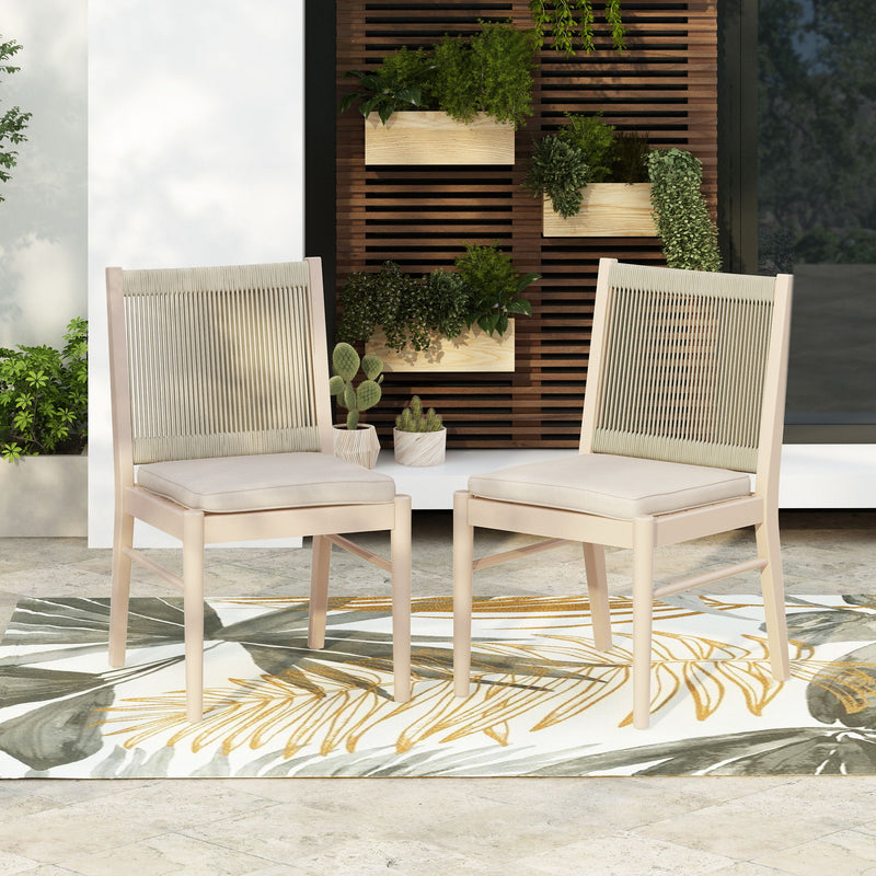 Cordoba - Dining Chair (Set of 2) Comfortable Armless Chairs - Beige - R&R Furniture Gallery (Fountain Valley, CA)