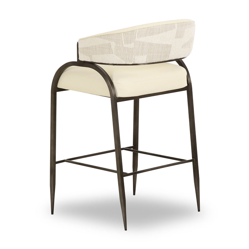 Tatum - Vegan Leather And 2-Tone Jacquard Counter Stool - Cream - R&R Furniture Gallery (Fountain Valley, CA)