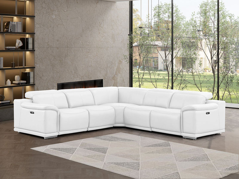 2679 - 5-Piece L-Shaped Power Reclining Sectional In Genuine Leather (3 Recliners) - R&R Furniture Gallery (Fountain Valley, CA)