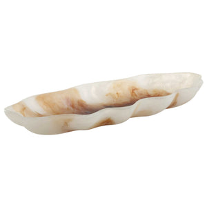 Organic Elegance - Wavy Oval Bowl - Brown / White