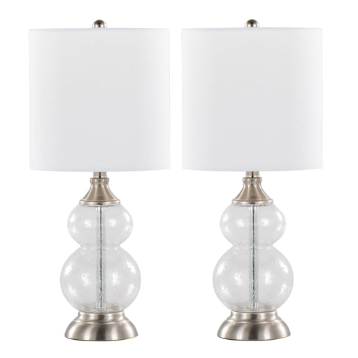 Lumi Source Belle contemporary lamp set with two sleek, modern table lamps featuring minimalist design and neutral finishes.