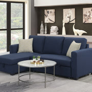 Reversible Sectional With Pop Up Sleeper And Hidden Storage Chaise - Navy - R&R Furniture Gallery (Fountain Valley, CA)