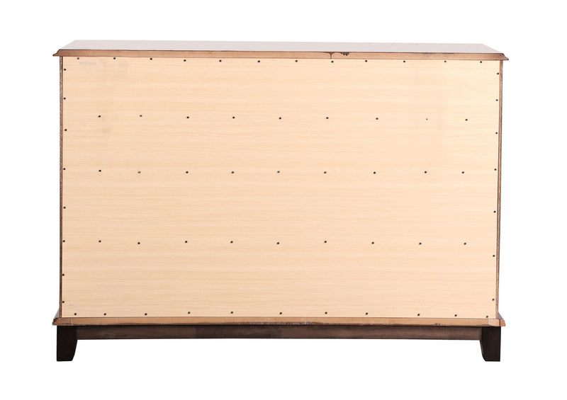 Ashford dresser by Glory Furniture in cappuccino finish, featuring multiple drawers and modern design for bedroom storage.