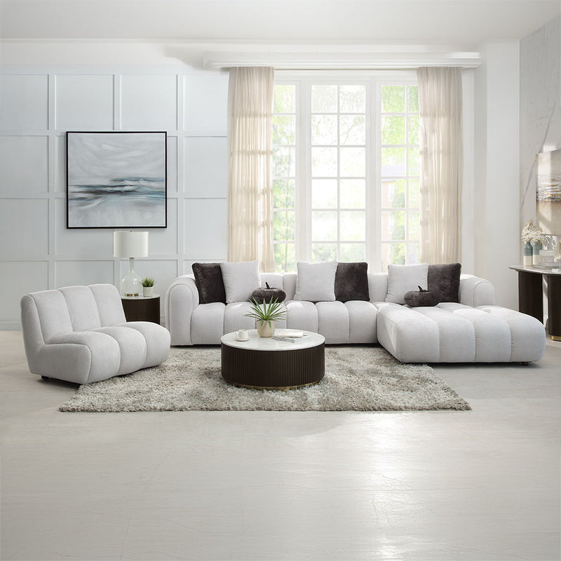 Manilla - Sectional Sofa With 8 Pillows - Ivory White Linen - R&R Furniture Gallery (Fountain Valley, CA)