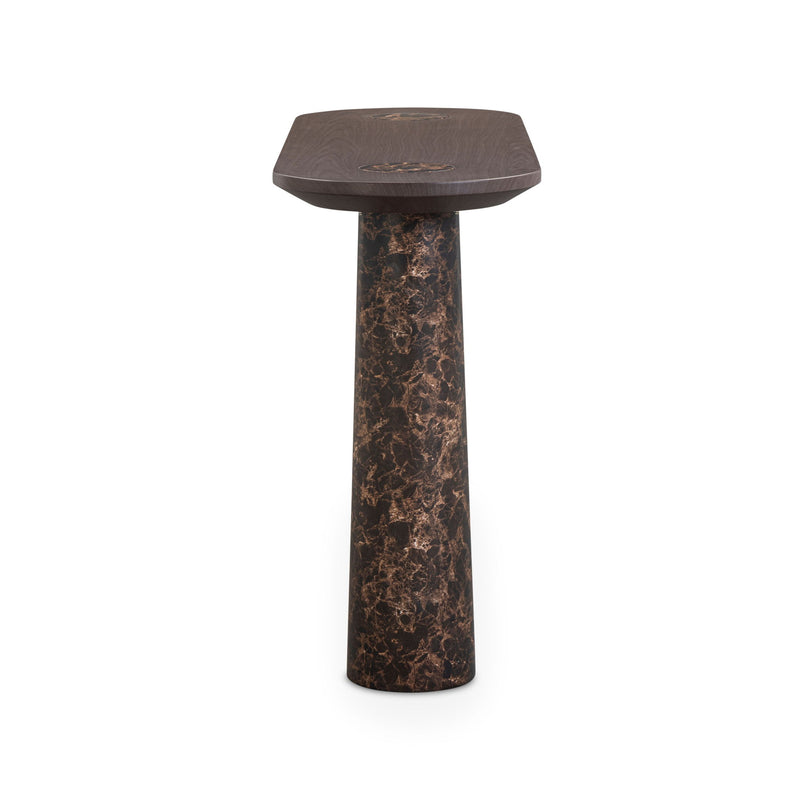 Braya - Faux Emperador Marble Console Table - Dark Brown - R&R Furniture Gallery (Fountain Valley, CA)