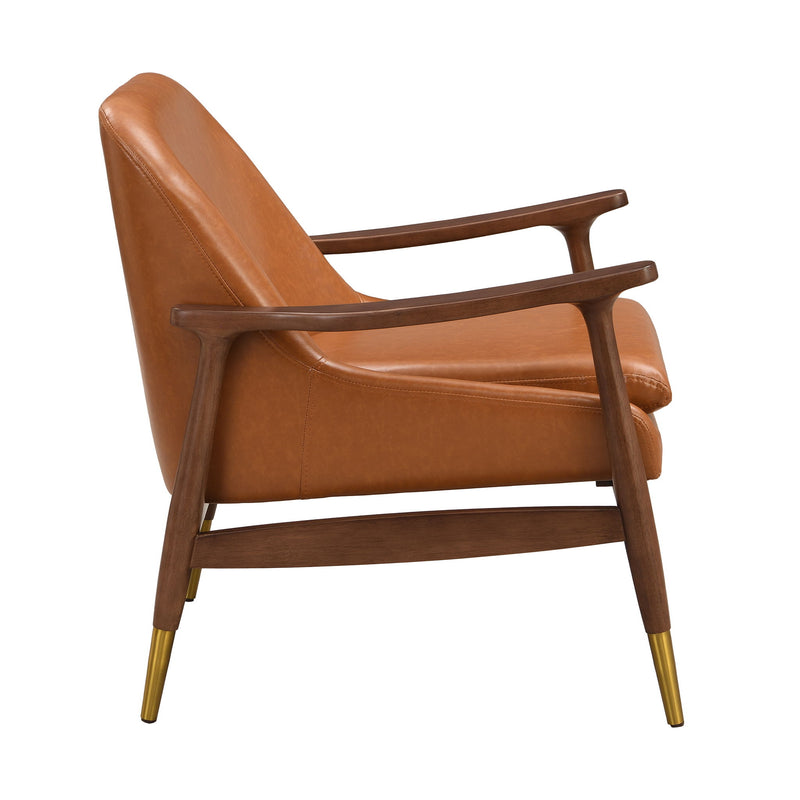 Mid - Century Accent Chair With Cushioned Seat, Brass Tipped Legs - R&R Furniture Gallery (Fountain Valley, CA)