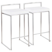 Lumi Source Fuji contemporary stackable counter stool set with sleek modern design and wooden seats suitable for kitchen or bar area.