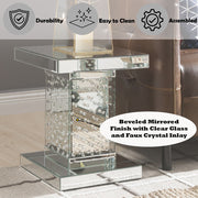 Nysa - 20" End Table - Mirrored & Faux Crystals - R&R Furniture Gallery (Fountain Valley, CA)