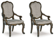 Maylee - Dining Upholstered Arm Chair (Set of 2) - Dark Brown - R&R Furniture Gallery (Fountain Valley, CA)