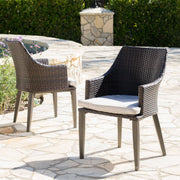 Noble House Hillhurst outdoor chair set with weather-resistant cushions, featuring two comfortable, stylish outdoor patio chairs.