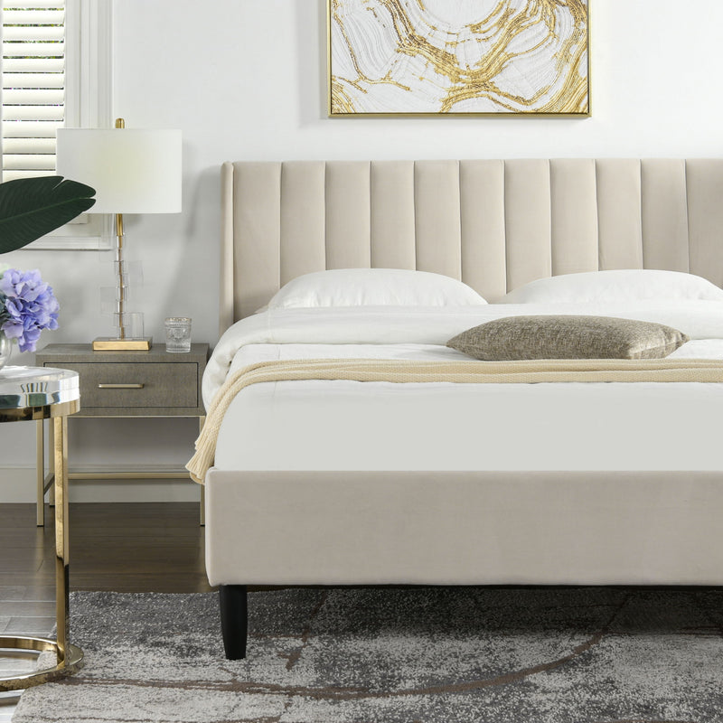 Aspen - Vertical Tufted Modern Headboard Platform Bed Set - R&R Furniture Gallery (Fountain Valley, CA)