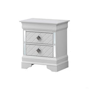 Silver champagne accent nightstand by Glory Furniture with sleek design and modern style for bedroom decor.