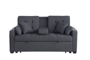 Cody II - Convertible Sleeper Loveseat With Cup Holder, Charging Ports and Pocket - Dark Gray - R&R Furniture Gallery (Fountain Valley, CA)