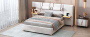 Upholstered Platform Bed, 2 Outlets And USB Charging Ports On Both Sides, 2 Bedside Pillows, Storage Shelves - R&R Furniture Gallery (Fountain Valley, CA)