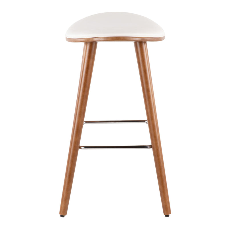 Pair of Lumi Source contemporary saddle counter stools with sleek design, set of 2, perfect for modern kitchen or bar counters.