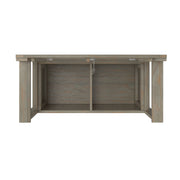 Simpli-Home Amherst small transitional entryway storage bench with wooden finish and cushioned seat, ideal for organizing shoes and accessories.