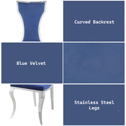 Azriel - Side Chair (Set of 2) - Blue Velvet & Mirroed Silver - R&R Furniture Gallery (Fountain Valley, CA)