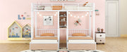 Triple Bunk Bed With Drawers, Multi-Functional Frame With Desks And Shelves In The Middle - R&R Furniture Gallery (Fountain Valley, CA)